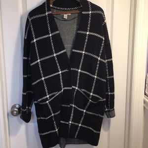 Bass Windowpane Plaid Oversized Cardigan Coatigan